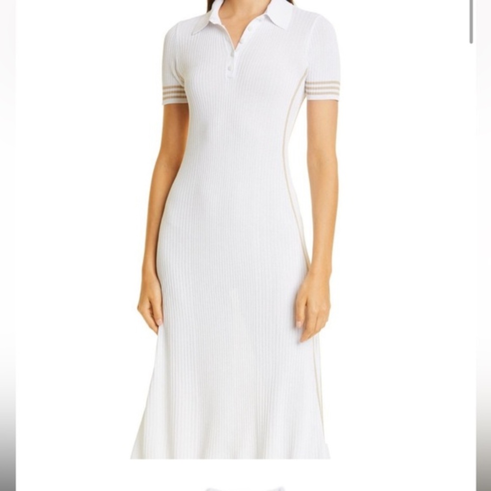 White Polo Collar Knit Dress